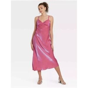 NWT Small Wild Fable‎ Pink Blue Iridescent Party Maxi Slip Dress